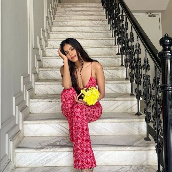 ZARA CUT OUT JACQUARD KNIT JUMPSUIT JACQUARD RED bloggers favorite size M - Picture 3 of 12